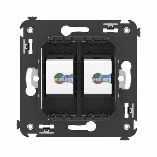 Розетка компьютерная 2-м СП Avanti "Черный матовый" RJ45 кат.6 без шторок механизм DKC 4412694, изображение 2 • Купить по низкой цене в интернет-магазине СМЭК