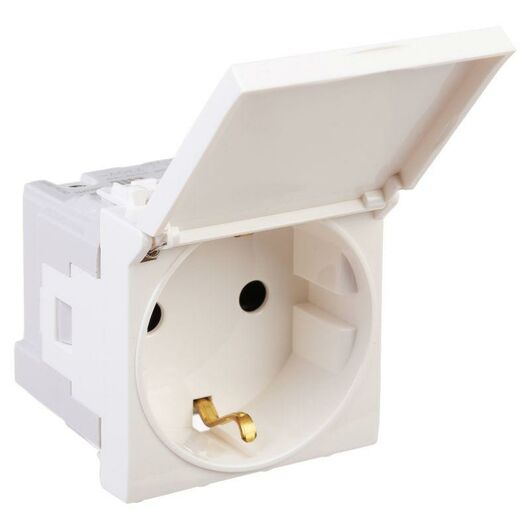 Розетка 1-м 2мод. Avanti "Белое облако" 16А IP41 2P+E защ. шторки с крышкой бел. DKC 4400012, изображение 4 • Купить по низкой цене в интернет-магазине СМЭК