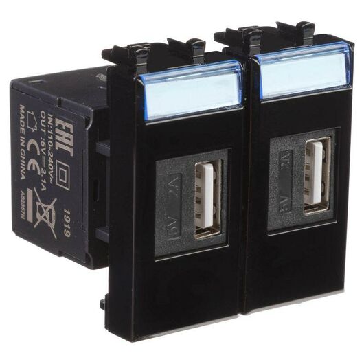 Устройство зарядное USB 2мод. 2.1А Avanti "Черный квадрат" DKC 4402542, изображение 3 • Купить по низкой цене в интернет-магазине СМЭК