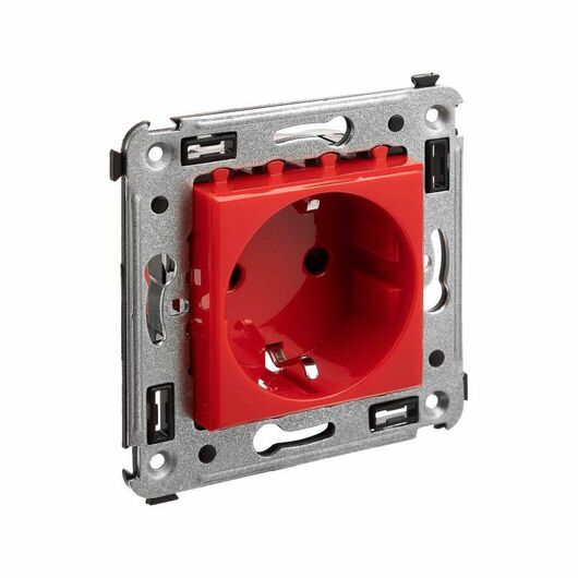 Розетка 1-м СП 2мод. Avanti "Красный квадрат" 16А IP20 2P+E защ. шторки красн. DKC 4401003, изображение 5 • Купить по низкой цене в интернет-магазине СМЭК