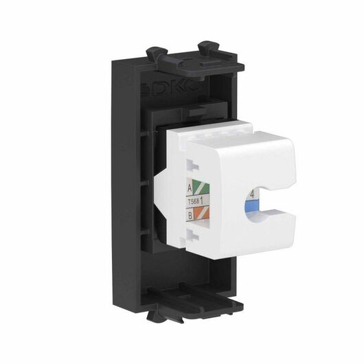 Розетка компьютерная 1мод. Avanti "Черный матовый" RJ45 кат.6A без шторок модульная механизм DKC 4412671, изображение 4 • Купить по низкой цене в интернет-магазине СМЭК