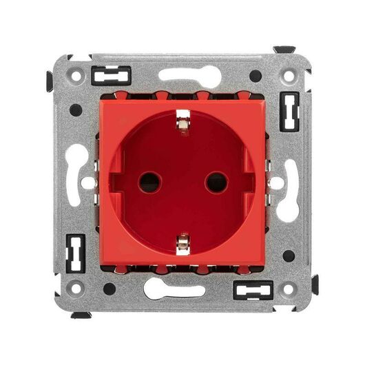 Розетка 1-м СП 2мод. Avanti "Красный квадрат" 16А IP20 2P+E защ. шторки красн. DKC 4401003, изображение 2 • Купить по низкой цене в интернет-магазине СМЭК