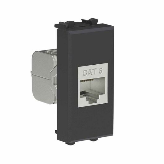 Розетка компьютерная 1мод. Avanti "Черный матовый" RJ45 кат.6 без шторок экранир. модульная механизм DKC 4412791, изображение 2 • Купить по низкой цене в интернет-магазине СМЭК