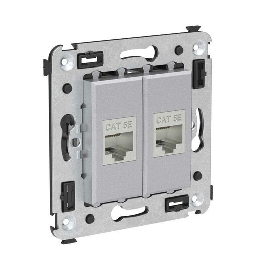 Розетка компьютерная 2-м СП Avanti "Закаленная сталь" RJ45 кат.5E без шторок экранир. механизм DKC 4404764, изображение 3 • Купить по низкой цене в интернет-магазине СМЭК