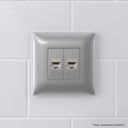 Розетка компьютерная 2-м СП Avanti "Закаленная сталь" RJ45 кат.6A без шторок экранир. механизм DKC 4404774, изображение 4 • Купить по низкой цене в интернет-магазине СМЭК