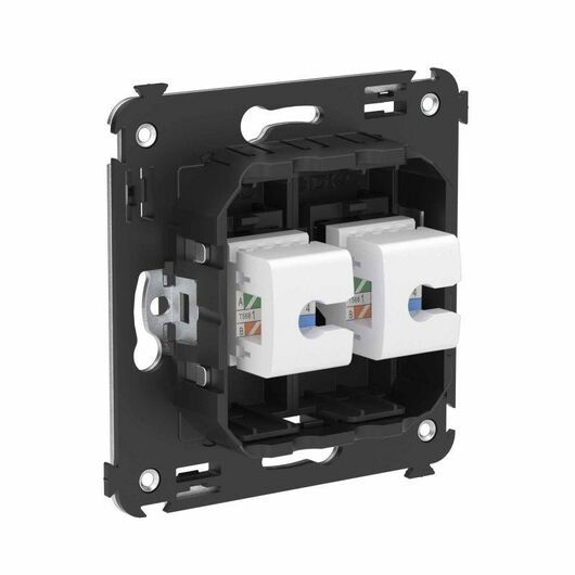 Розетка компьютерная 2-м СП Avanti "Черный матовый" RJ45 кат.6 без шторок механизм DKC 4412694 • Купить по низкой цене в интернет-магазине СМЭК