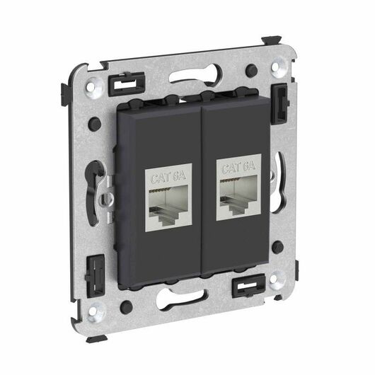 Розетка компьютерная 2-м СП Avanti "Черный матовый" RJ45 кат.6A без шторок экранир. механизм DKC 4412774, изображение 3 • Купить по низкой цене в интернет-магазине СМЭК