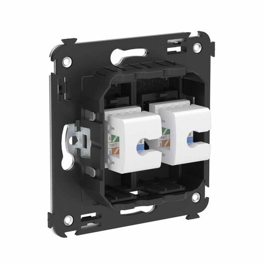 Розетка компьютерная 2-м СП Avanti "Черный матовый" RJ45 кат.6A без шторок механизм DKC 4412674, изображение 3 • Купить по низкой цене в интернет-магазине СМЭК