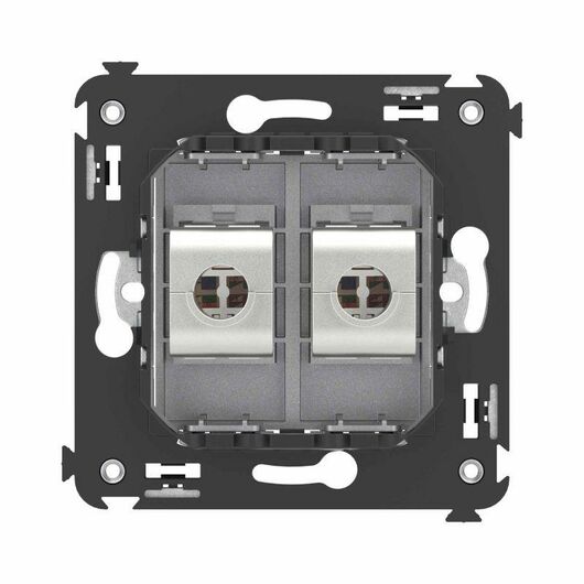 Розетка компьютерная 2-м СП Avanti "Закаленная сталь" RJ45 кат.6 без шторок экранир. механизм DKC 4404794 • Купить по низкой цене в интернет-магазине СМЭК