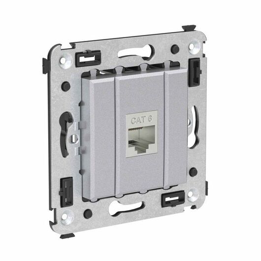 Розетка компьютерная 1-м СП Avanti "Закаленная сталь" RJ45 кат.6 без шторок экранир. механизм DKC 4404793, изображение 2 • Купить по низкой цене в интернет-магазине СМЭК