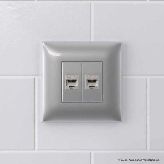 Розетка компьютерная 2-м СП Avanti "Закаленная сталь" RJ45 кат.6 без шторок экранир. механизм DKC 4404794, изображение 5 • Купить по низкой цене в интернет-магазине СМЭК