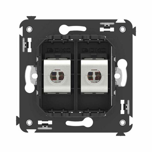 Розетка компьютерная 2-м СП Avanti "Черный матовый" RJ45 кат.6A без шторок экранир. механизм DKC 4412774, изображение 4 • Купить по низкой цене в интернет-магазине СМЭК