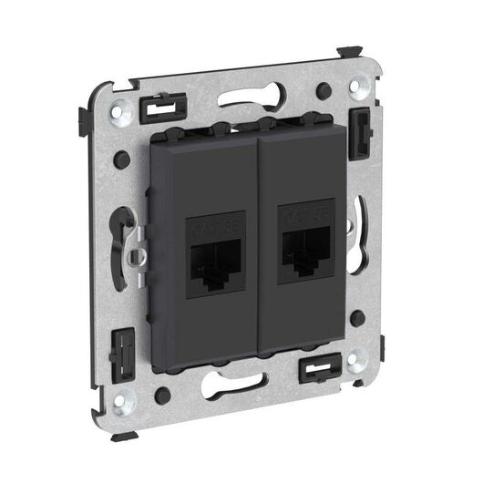 Розетка компьютерная 2-м СП Avanti "Черный матовый" RJ45 кат.5E без шторок механизм DKC 4412664, изображение 3 • Купить по низкой цене в интернет-магазине СМЭК