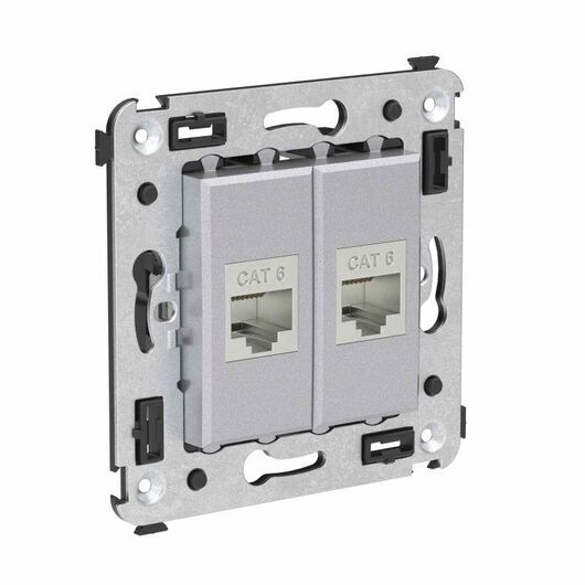 Розетка компьютерная 2-м СП Avanti "Закаленная сталь" RJ45 кат.6 без шторок экранир. механизм DKC 4404794, изображение 2 • Купить по низкой цене в интернет-магазине СМЭК