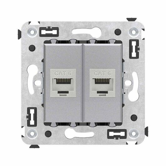 Розетка компьютерная 2-м СП Avanti "Закаленная сталь" RJ45 кат.6 без шторок экранир. механизм DKC 4404794, изображение 3 • Купить по низкой цене в интернет-магазине СМЭК