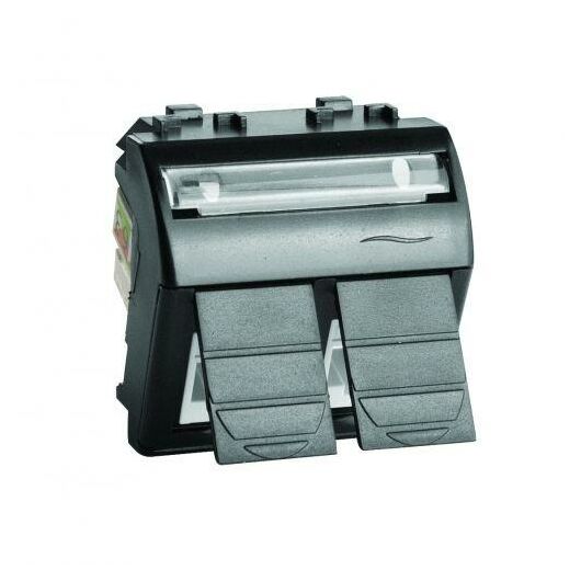 Розетка компьютерная 2-м СП 2мод. Brava RJ45 кат.5E черн. DKC 77656N • Купить по низкой цене в интернет-магазине СМЭК