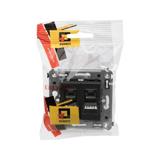 Розетка компьютерная 2-м СП Avanti "Черный матовый" RJ45 кат.6 DKC 4412294, изображение 3 • Купить по низкой цене в интернет-магазине СМЭК