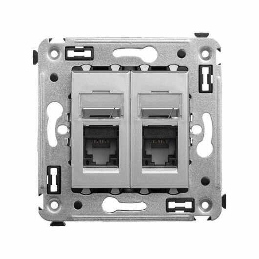 Розетка компьютерная 2-м СП 2мод. Avanti "Закаленная сталь" RJ45 кат.6 DKC 4404294, изображение 2 • Купить по низкой цене в интернет-магазине СМЭК