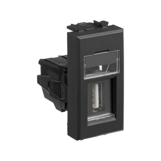 Розетка USB 2.0 1мод. Avanti "Черный матовый" тип А-А модульная DKC 4412401, изображение 2 • Купить по низкой цене в интернет-магазине СМЭК