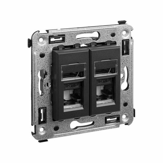 Розетка компьютерная 2-м СП Avanti "Черный матовый" RJ45 кат.6 DKC 4412294, изображение 5 • Купить по низкой цене в интернет-магазине СМЭК