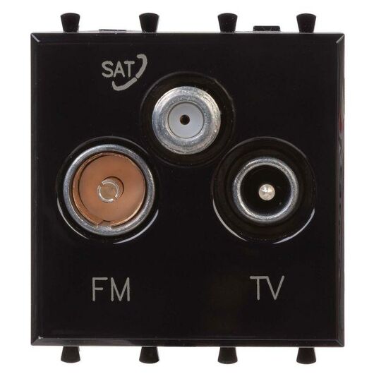 Розетка телевизионная TV/FM/SAT 2мод. 16А Avanti "Черный квадрат" DKC 4402532, изображение 3 • Купить по низкой цене в интернет-магазине СМЭК