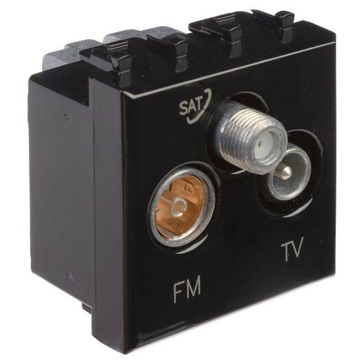 Розетка телевизионная TV/FM/SAT 2мод. 16А Avanti "Черный квадрат" DKC 4402532, изображение 4 • Купить по низкой цене в интернет-магазине СМЭК