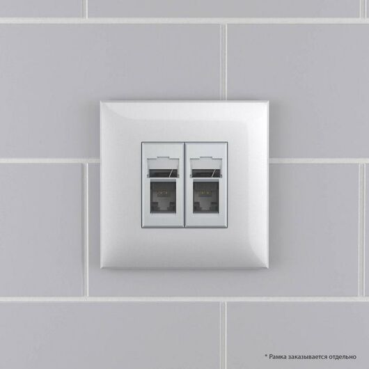 Розетка компьютерная 2-м СП 2мод. Avanti "Закаленная сталь" RJ45 кат.6 DKC 4404294 • Купить по низкой цене в интернет-магазине СМЭК