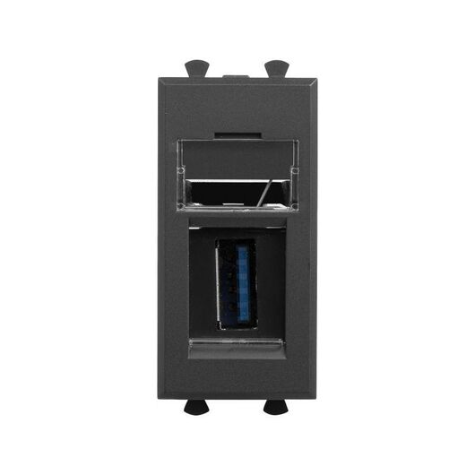 Розетка USB 3.0 1мод. Avanti "Черный матовый" тип А-А модульная DKC 4412301, изображение 3 • Купить по низкой цене в интернет-магазине СМЭК