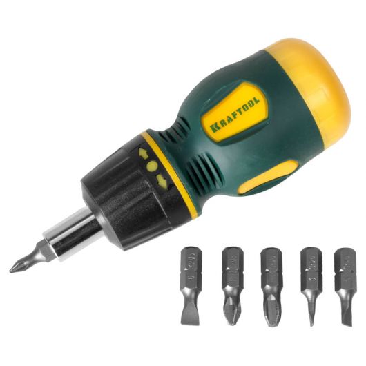 Реверсивная отвертка KRAFTOOL Kompakt-6 с битами 6 предм. 26190-H7 • Купить по низкой цене в интернет-магазине СМЭК