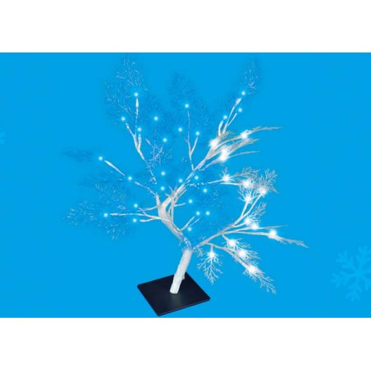 Купить Дерево светодиодное "Морозко", 50 см. 54 светодиода. Синий и белый свет. Провод белый. в интернет-магазине СМЭК