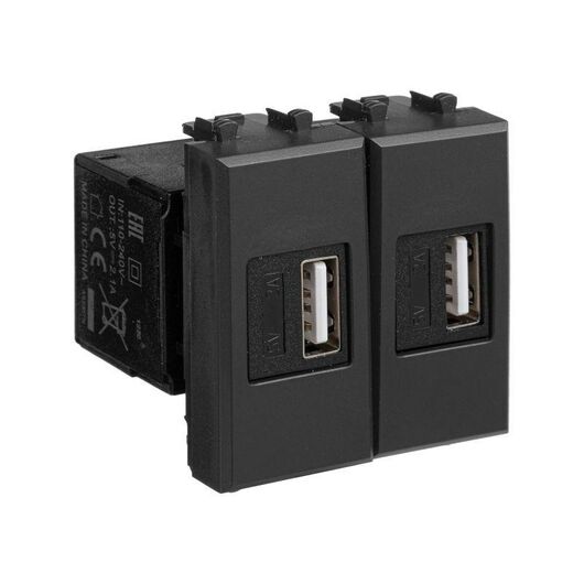 Устройство зарядное USB модульное 2мод. Avanti "Черный матовый" DKC 4412542, изображение 4 • Купить по низкой цене в интернет-магазине СМЭК