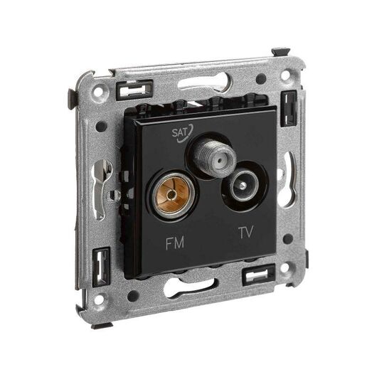 Розетка телевизионная TV/FM/SAT СП Avanti "Черный квадрат" DKC 4402533, изображение 2 • Купить по низкой цене в интернет-магазине СМЭК
