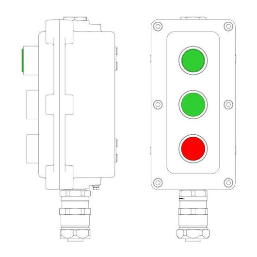 Пост управления взрывонепроницаемый из алюминия LCSD-03-B-MC-L1G(220)x1-P1G(11)x1-P1R(11)x1-PCMB-KAEPM3MHK-26 DKC LCSD21000128 • Купить по низкой цене в интернет-магазине СМЭК