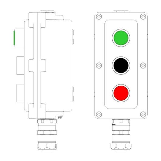 Пост управления взрывонепроницаемый из алюминия LCSD-03-B-MC-L1G(220)x1-P1B(11)x1-P1R(11)x1-PCMB-KAEPM3MHK-26 DKC LCSD21000124 • Купить по низкой цене в интернет-магазине СМЭК