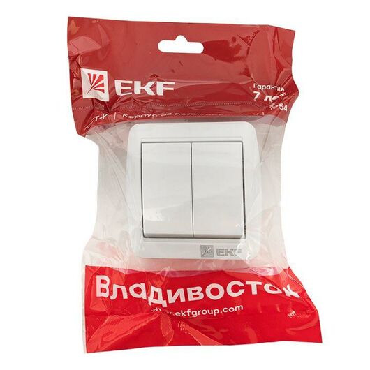 Выключатель 2-кл. ОП Владивосток 10А IP54 сер. PROxima EKF EQR16-023-30-54, изображение 2 • Купить по низкой цене в интернет-магазине СМЭК
