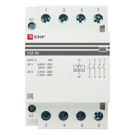 Контактор модульный КМ 40А 4NО (3 мод.) 24В АС PROxima EKF km-3-40-40-24v • Купить по низкой цене в интернет-магазине СМЭК