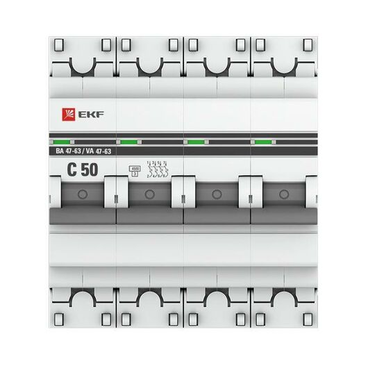 Выключатель автоматический модульный 4п C 50А 4.5кА ВА 47-63 PROxima EKF mcb4763-4-50C-pro, изображение 5 • Купить по низкой цене в интернет-магазине СМЭК
