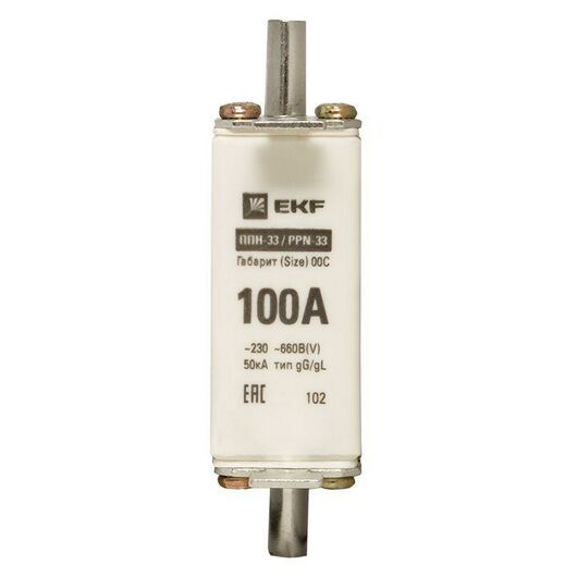 Вставка плавкая ППН-33 100/100А габарит 00С PROxima EKF fus-33/100, изображение 2 • Купить по низкой цене в интернет-магазине СМЭК