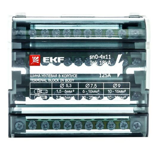 Шина нулевая в корпусе 4х11 EKF sn0-4x11, изображение 2 • Купить по низкой цене в интернет-магазине СМЭК