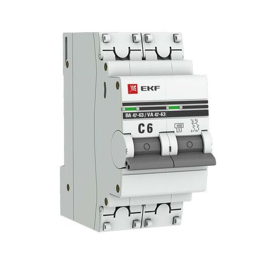 Выключатель автоматический модульный 2п C 6А 4.5кА ВА 47-63 PROxima EKF mcb4763-2-06C-pro, изображение 5 • Купить по низкой цене в интернет-магазине СМЭК