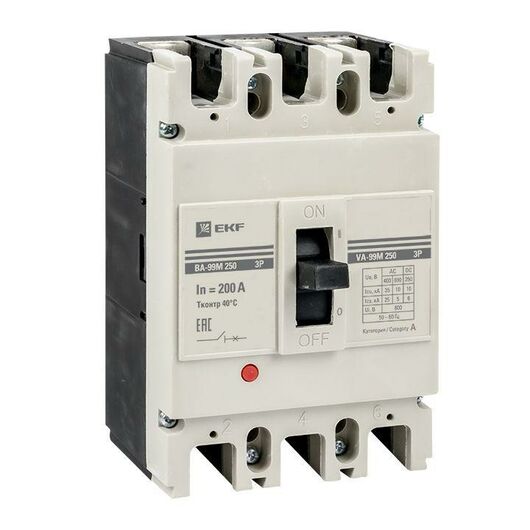 Выключатель автоматический 3п 250/200А 35кА ВА-99М PROxima EKF mccb99-250-200m, изображение 2 • Купить по низкой цене в интернет-магазине СМЭК