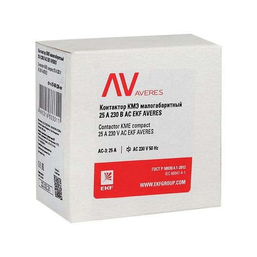 Контактор КМЭ 25А 400В АС AVERES EKF ctr-s-25-00-400-av, изображение 2 • Купить по низкой цене в интернет-магазине СМЭК