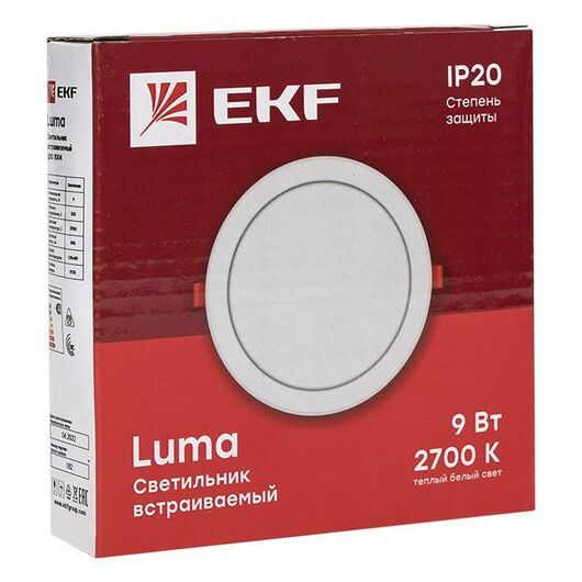 Светильник светодиодный ДВО 1004 9Вт 2700К IP20 встраив. Basic EKF DLL-1004-9-2700, изображение 2 • Купить по низкой цене в интернет-магазине СМЭК