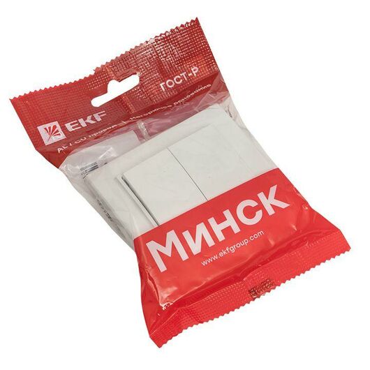 Выключатель 2-кл. СП Минск 10А IP20 бел. Basic EKF ERV10-023-10, изображение 2 • Купить по низкой цене в интернет-магазине СМЭК