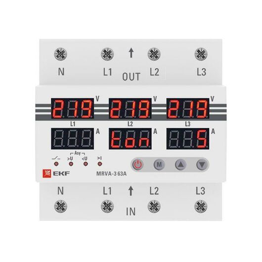 Реле напряжения и тока трехфазное с дисплеем MRVA-3 63A EKF MRVA-3-63A, изображение 2 • Купить по низкой цене в интернет-магазине СМЭК