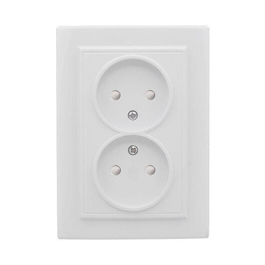 Розетка 2-м СП Минск 10А IP20 без заземл. защ. шторки бел. Basic EKF ERR10-102-100, изображение 2 • Купить по низкой цене в интернет-магазине СМЭК