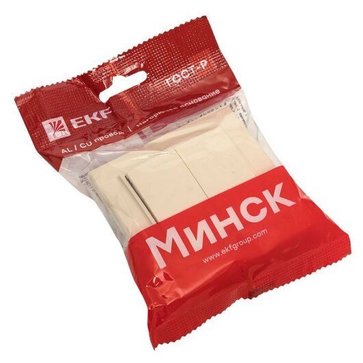 Выключатель 2-кл. СП Минск 10А IP20 беж. EKF ERV10-023-20, изображение 2 • Купить по низкой цене в интернет-магазине СМЭК
