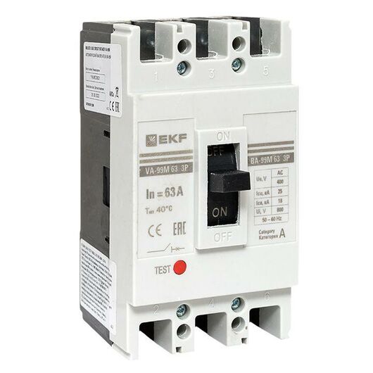 Выключатель автоматический 3п 63/63А 25кА ВА-99М PROxima EKF mccb99-63-63m, изображение 2 • Купить по низкой цене в интернет-магазине СМЭК