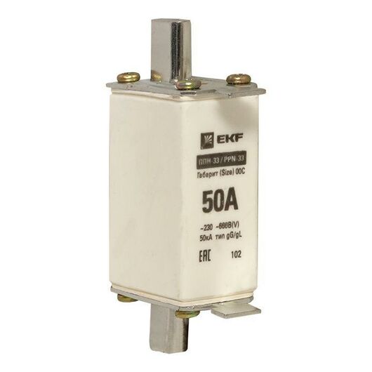 Вставка плавкая ППН-33 100/50А габарит 00C PROxima EKF fus-33/100/50, изображение 3 • Купить по низкой цене в интернет-магазине СМЭК