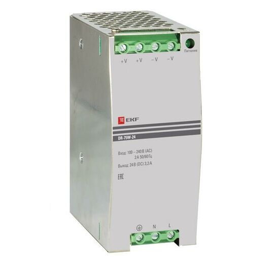 Блок питания 24В DR-75W-24 EKF dr-75w-24 • Купить по низкой цене в интернет-магазине СМЭК